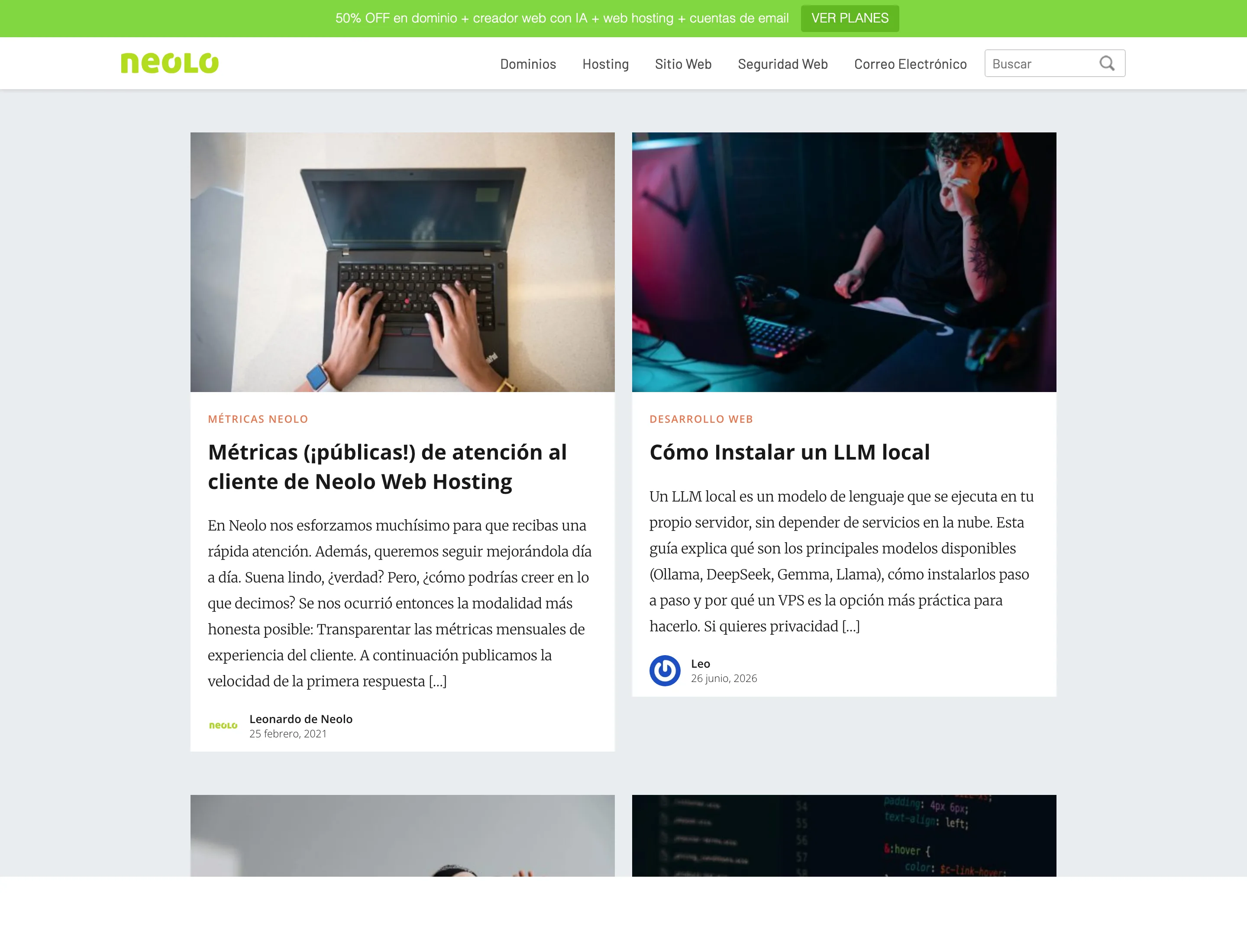 Portada del blog de Neolo sobre hosting y emprendimiento